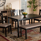 Baxton Studio Bennett Modern and Contemporary Sand Fabric Upholstered and Dark Brown Finished Wood 6-Piece Dining Set
