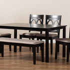 Baxton Studio Bennett Modern and Contemporary Sand Fabric Upholstered and Dark Brown Finished Wood 6-Piece Dining Set