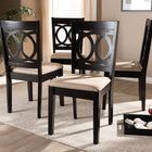 Baxton Studio Lenoir Modern and Contemporary Sand Fabric Upholstered Espresso Brown Finished Wood Dining Chair Set of 4
