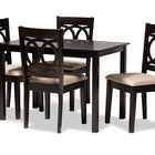 Baxton Studio Lenoir Modern and Contemporary Sand Fabric Upholstered Espresso Brown Finished Wood 5-Piece Dining Set