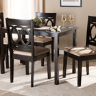 Baxton Studio Lenoir Modern and Contemporary Sand Fabric Upholstered Espresso Brown Finished Wood 5-Piece Dining Set