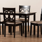 Baxton Studio Lenoir Modern and Contemporary Sand Fabric Upholstered Espresso Brown Finished Wood 5-Piece Dining Set