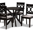 Baxton Studio Sanne Modern and Contemporary Grey Fabric Upholstered and Dark Brown Finished Wood 5-Piece Dining Set