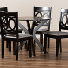 Baxton Studio Sanne Modern and Contemporary Grey Fabric Upholstered and Dark Brown Finished Wood 5-Piece Dining Set