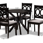 Baxton Studio Sanne Modern and Contemporary Grey Fabric Upholstered and Dark Brown Finished Wood 5-Piece Dining Set