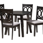Baxton Studio Louisa Modern Grey Fabric and Dark Brown Finished Wood 5-Piece Dining Set
