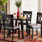 Baxton Studio Louisa Modern Grey Fabric and Dark Brown Finished Wood 5-Piece Dining Set
