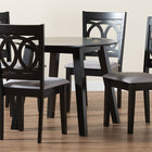 Baxton Studio Louisa Modern Grey Fabric and Dark Brown Finished Wood 5-Piece Dining Set