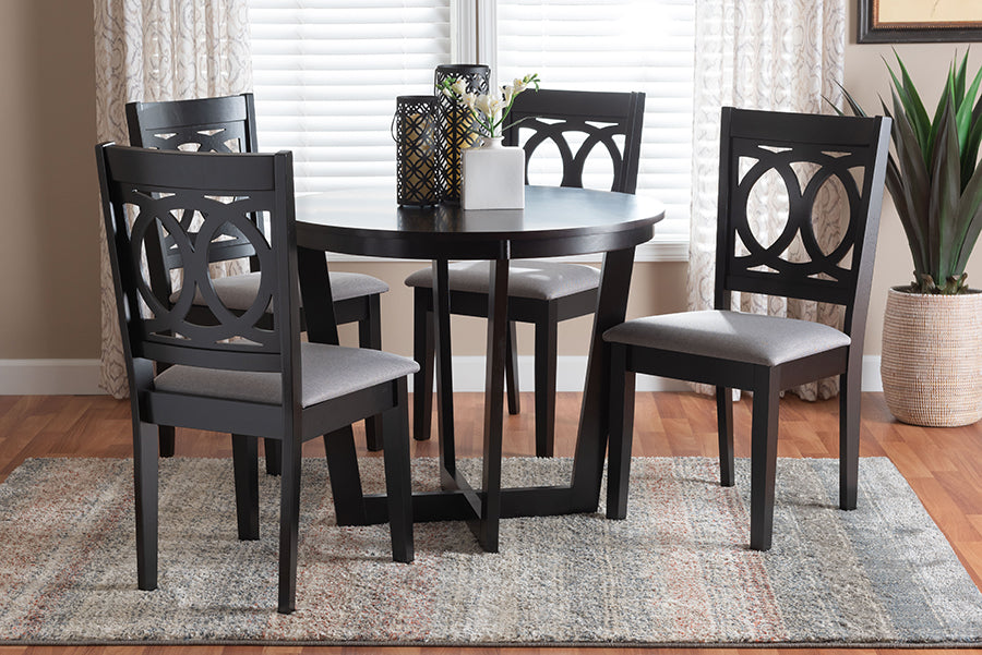Baxton Studio Kara Modern Grey and Dark Brown Finished Wood 5-Piece Dining Set