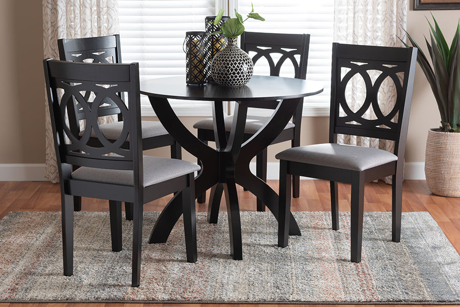 Baxton Studio Rita Modern Grey and Dark Brown Finished Wood 5-Piece Dining Set