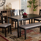 Baxton Studio Bennett Modern and Contemporary Grey Fabric Upholstered and Dark Brown Finished Wood 6-Piece Dining Set