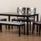 Baxton Studio Bennett Modern and Contemporary Grey Fabric Upholstered and Dark Brown Finished Wood 6-Piece Dining Set