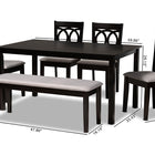 Baxton Studio Bennett Modern and Contemporary Grey Fabric Upholstered and Dark Brown Finished Wood 6-Piece Dining Set