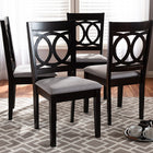 Baxton Studio Lenoir Modern and Contemporary Gray Fabric Upholstered Espresso Brown Finished Wood Dining Chair Set of 4