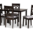 Baxton Studio Lenoir Modern and Contemporary Gray Fabric Upholstered Espresso Brown Finished Wood 5-Piece Dining Set
