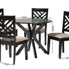 Baxton Studio Norah Modern Sand Fabric and Dark Brown Finished Wood 5-Piece Dining Set