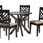 Baxton Studio Norah Modern Sand Fabric and Dark Brown Finished Wood 5-Piece Dining Set