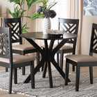 Baxton Studio Norah Modern Sand Fabric and Dark Brown Finished Wood 5-Piece Dining Set