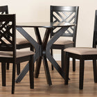 Baxton Studio Norah Modern Sand Fabric and Dark Brown Finished Wood 5-Piece Dining Set