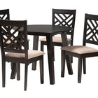 Baxton Studio Ellie Modern Beige Fabric and Dark Brown Finished Wood 5-Piece Dining Set