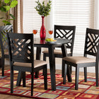 Baxton Studio Ellie Modern Beige Fabric and Dark Brown Finished Wood 5-Piece Dining Set