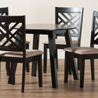 Baxton Studio Ellie Modern Beige Fabric and Dark Brown Finished Wood 5-Piece Dining Set