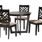 Baxton Studio Alena Modern Sand Fabric and Dark Brown Finished Wood 5-Piece Dining Set