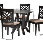Baxton Studio Elise Modern Sand Fabric and Dark Brown Finished Wood 5-Piece Dining Set