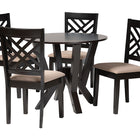 Baxton Studio Elise Modern Sand Fabric and Dark Brown Finished Wood 5-Piece Dining Set