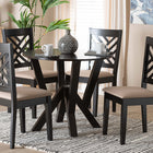 Baxton Studio Elise Modern Sand Fabric and Dark Brown Finished Wood 5-Piece Dining Set