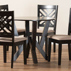Baxton Studio Elise Modern Sand Fabric and Dark Brown Finished Wood 5-Piece Dining Set