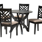 Baxton Studio Edona Modern Sand Fabric and Walnut Brown Finished Wood 5-Piece Dining Set