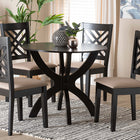 Baxton Studio Edona Modern Sand Fabric and Walnut Brown Finished Wood 5-Piece Dining Set