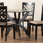 Baxton Studio Edona Modern Sand Fabric and Walnut Brown Finished Wood 5-Piece Dining Set