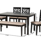 Baxton Studio Gustavo Modern Sand Fabric and Walnut Brown Finished Wood 6-Piece Dining Set