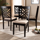 Baxton Studio Caron Modern and Contemporary Sand Fabric Upholstered Espresso Brown Finished Wood Dining Chair Set of 4