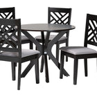 Baxton Studio Norah Modern Grey Fabric and Dark Brown Finished Wood 5-Piece Dining Set