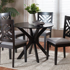 Baxton Studio Norah Modern Grey Fabric and Dark Brown Finished Wood 5-Piece Dining Set