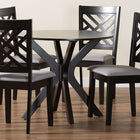 Baxton Studio Norah Modern Grey Fabric and Dark Brown Finished Wood 5-Piece Dining Set