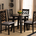 Baxton Studio Lilly Modern and Contemporary Grey Fabric Upholstered and Dark Brown Finished Wood 5-Piece Dining Set