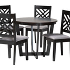 Baxton Studio Alena Modern Grey Fabric and Dark Brown Finished Wood 5-Piece Dining Set