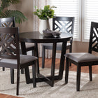 Baxton Studio Alena Modern Grey Fabric and Dark Brown Finished Wood 5-Piece Dining Set