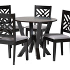 Baxton Studio Elise Modern Grey Fabric and Dark Brown Finished Wood 5-Piece Dining Set