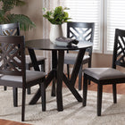 Baxton Studio Elise Modern Grey Fabric and Dark Brown Finished Wood 5-Piece Dining Set