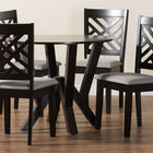 Baxton Studio Elise Modern Grey Fabric and Dark Brown Finished Wood 5-Piece Dining Set