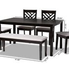 Baxton Studio Gustavo Modern and Contemporary Grey Fabric Upholstered and Dark Brown Finished Wood 6-Piece Dining Set