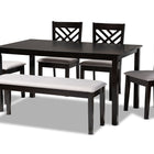 Baxton Studio Gustavo Modern and Contemporary Grey Fabric Upholstered and Dark Brown Finished Wood 6-Piece Dining Set