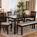 Baxton Studio Gustavo Modern and Contemporary Grey Fabric Upholstered and Dark Brown Finished Wood 6-Piece Dining Set