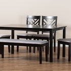 Baxton Studio Gustavo Modern and Contemporary Grey Fabric Upholstered and Dark Brown Finished Wood 6-Piece Dining Set
