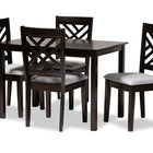 Baxton Studio Caron Modern and Contemporary Gray Fabric Upholstered Espresso Brown Finished Wood 5-Piece Dining Set